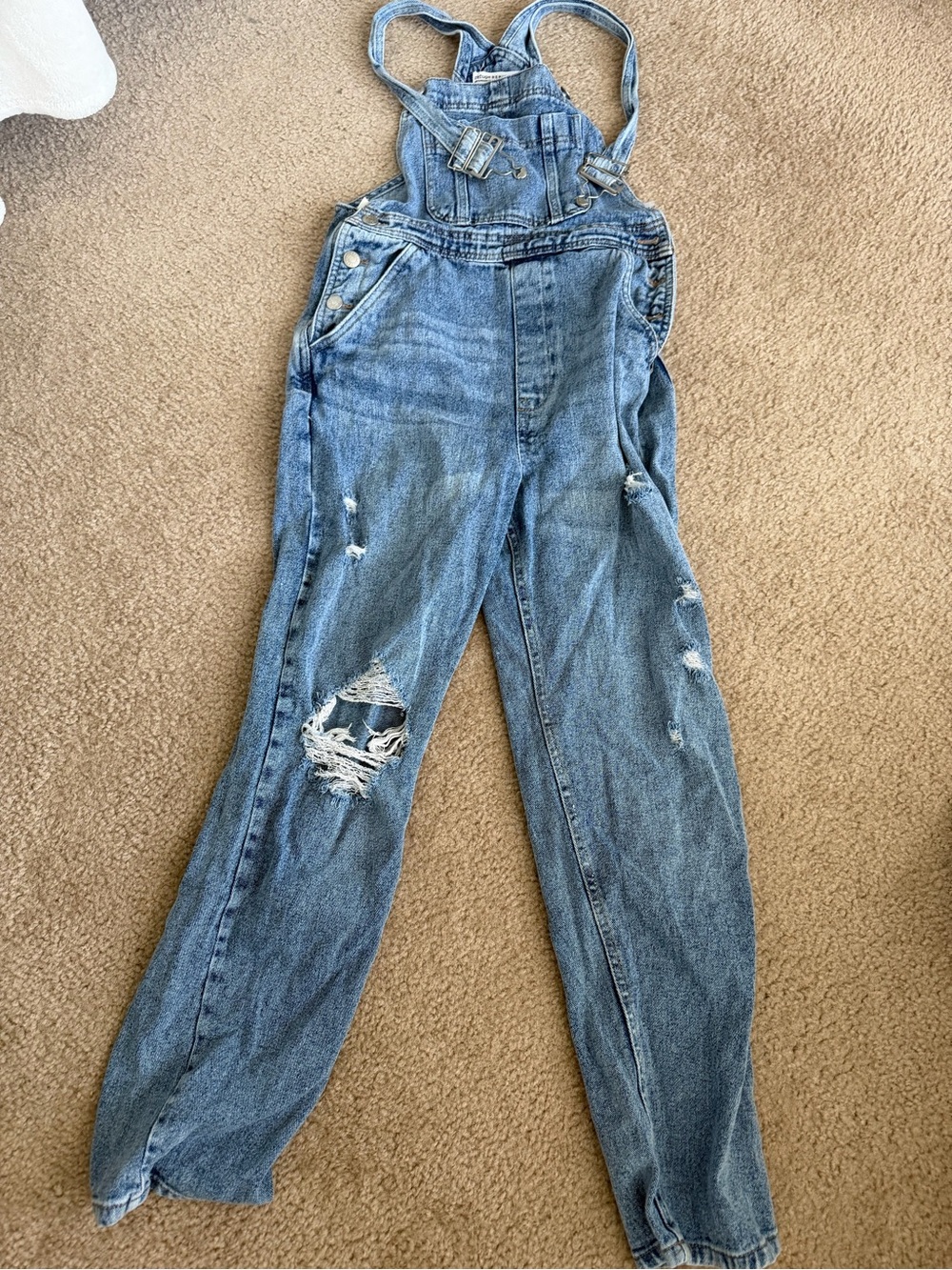 refuge Distressed Blue Denim Overalls